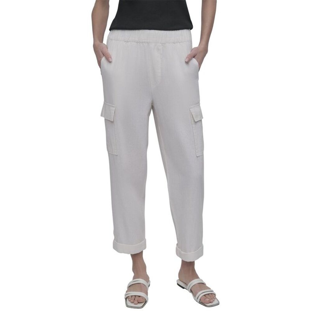 Dkny Womens  Midrise Cargo Pant With Elastic Waistband, White